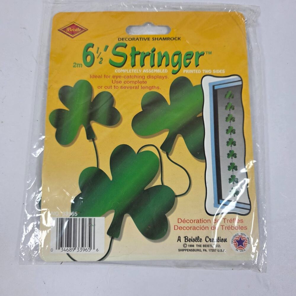 Vintage Beistle Shamrock Stringer 6.5 Ft St Patricks Day Decor NOS 1998